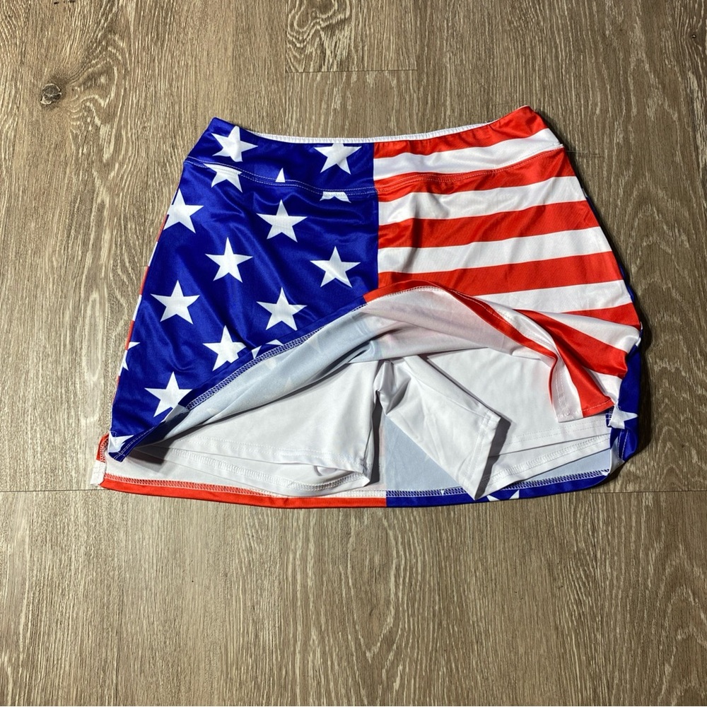 Ekouaer Patriotic Stars and Stripes Mini Skirt Large - Picture 4 of 7